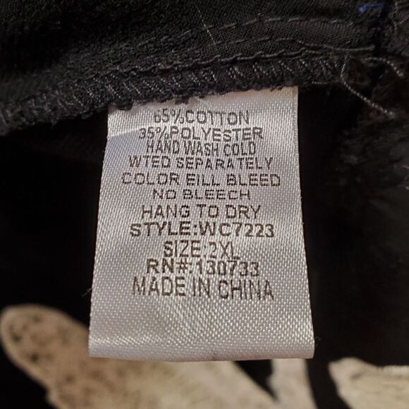 Umgee + Plus Size  2XL Black Checker Kimono with White Lace Trim - Picture 4 of 6